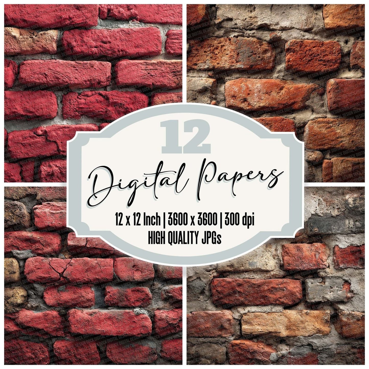 Red Clay Brick Wall Digital Paper Pack (DDD003175)