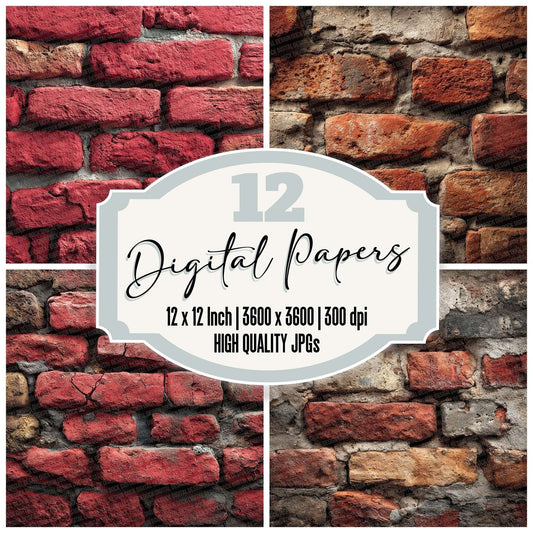 Red Clay Brick Wall Digital Paper Pack (DDD003175)