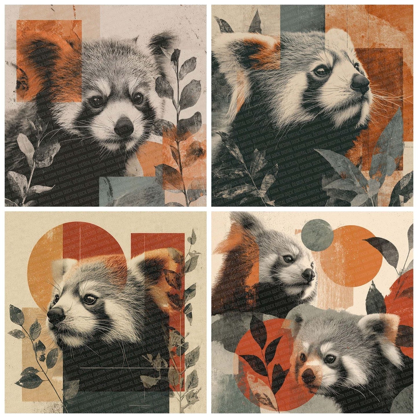 Red Panda Woodland Moodboard Digital Paper Pack (DDD003181)