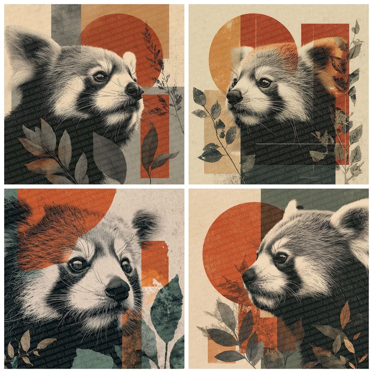 Red Panda Woodland Moodboard Digital Paper Pack (DDD003181)