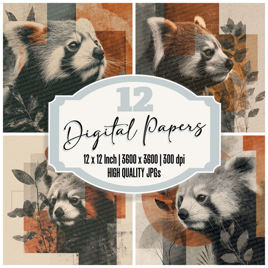 Red Panda Woodland Moodboard Digital Paper Pack (DDD003181)