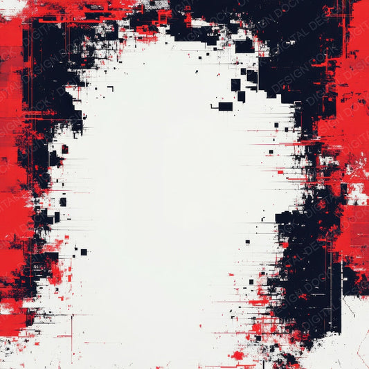 Red Scan Glitch Border Digital Paper Pack (DDD003183)
