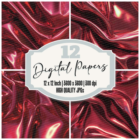 Red Shiny Texture Digital Paper Pack (DDD003184)