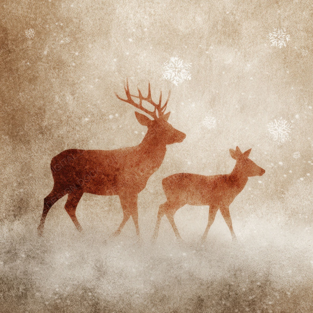Reindeer Cream Christmas Background Digital Paper Pack (DDD003195)