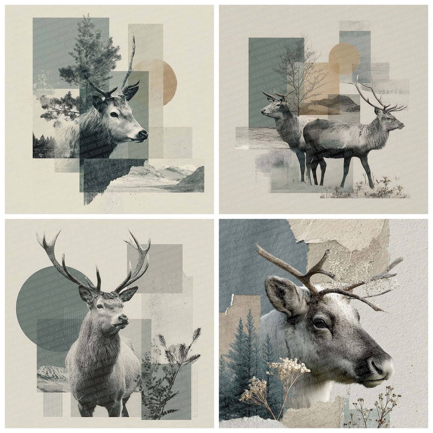 Reindeer Tundra Moodboard Digital Paper Pack (DDD003196)