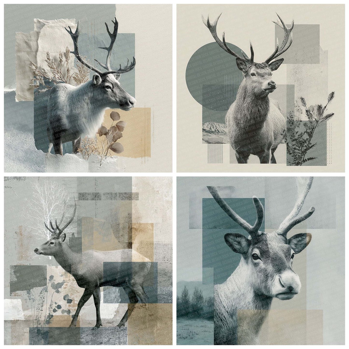 Reindeer Tundra Moodboard Digital Paper Pack (DDD003196)