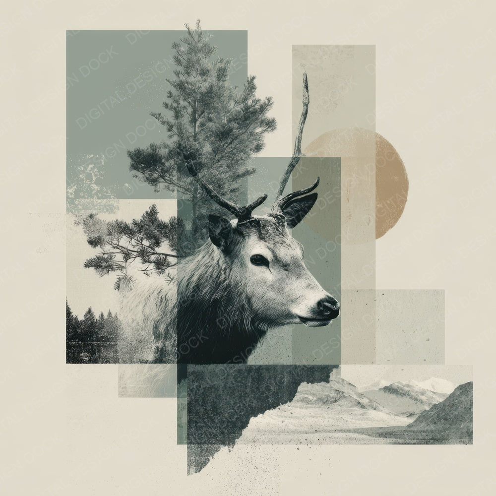 Reindeer Tundra Moodboard Digital Paper Pack (DDD003196)