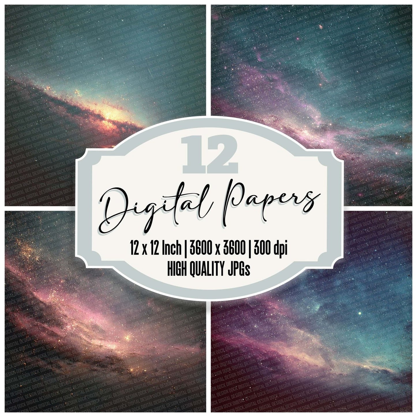 Retro Cosmic Drift Digital Paper Pack (DDD003205)