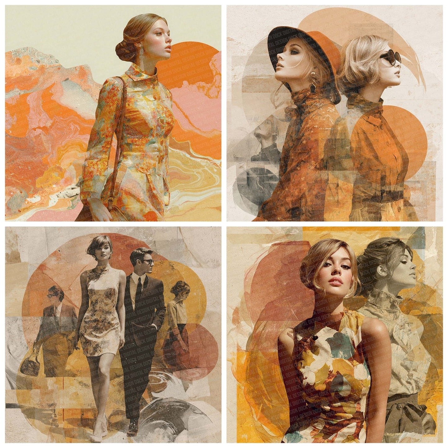 Retro Fashion Collage Digital Paper Pack (DDD003207)