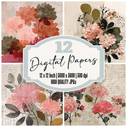Retro Floral Layers Digital Paper Pack (DDD003208)