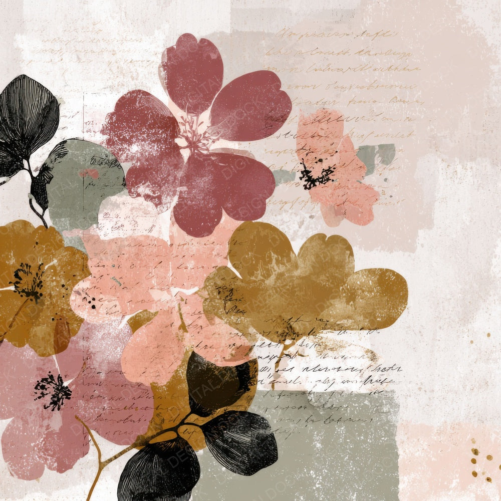 Retro Floral Layers Digital Paper Pack (DDD003208)