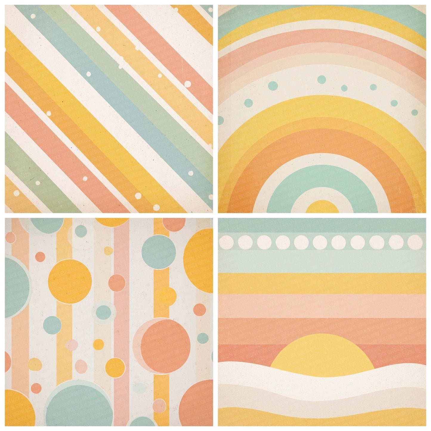 Retro Geometric Pastel Digital Paper Pack (DDD003210)