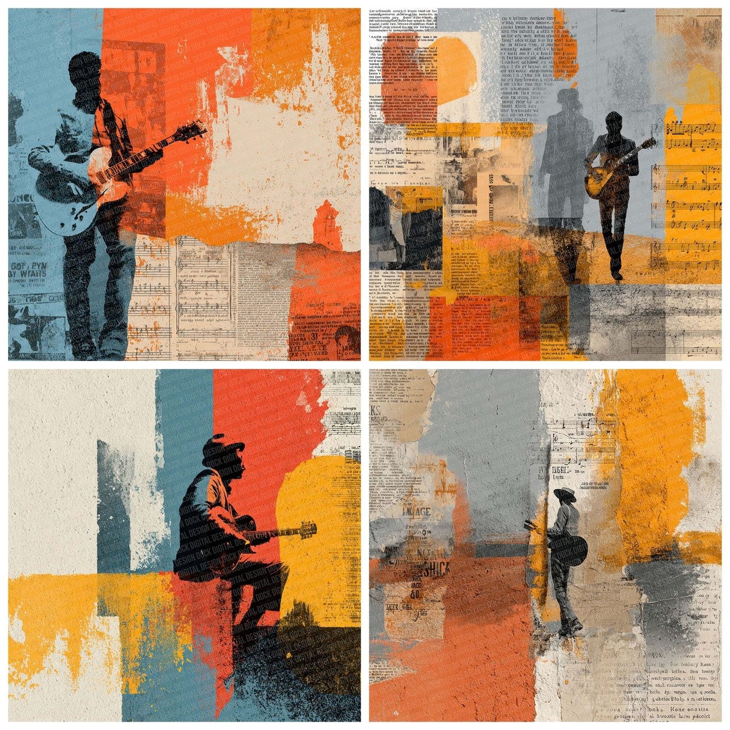 Retro Gig Layers Digital Paper Pack (DDD003211)