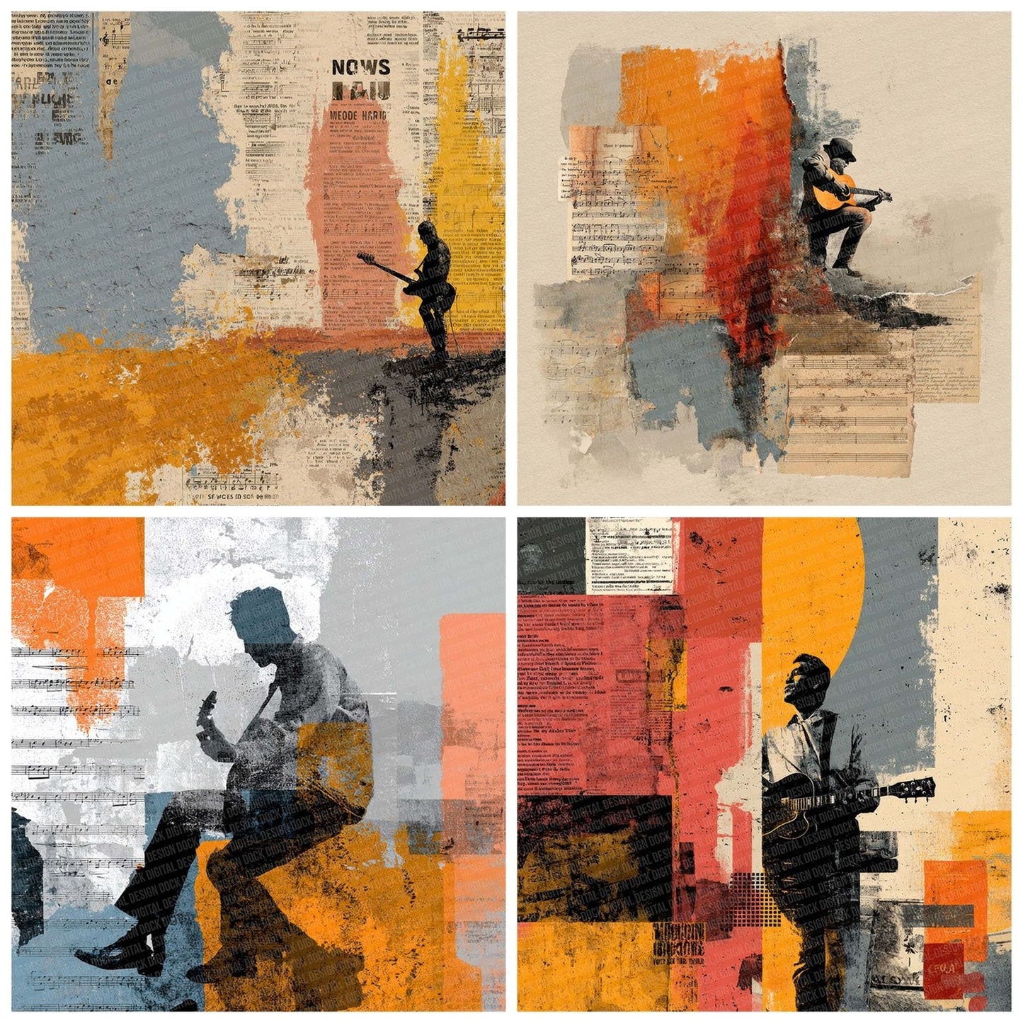 Retro Gig Layers Digital Paper Pack (DDD003211)