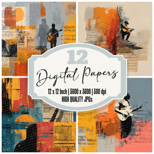 Retro Gig Layers Digital Paper Pack (DDD003211)