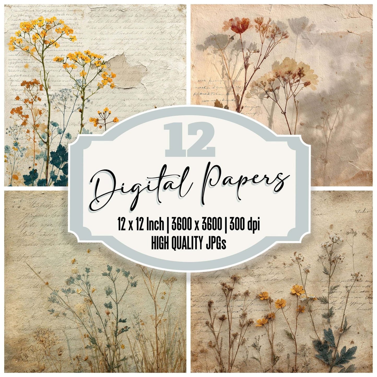 Retro Herbarium Digital Paper Pack (DDD003212)