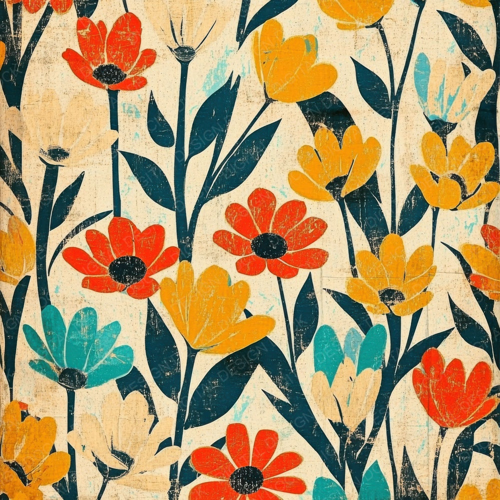 Retro Mod Florals Digital Paper Pack (DDD003215)
