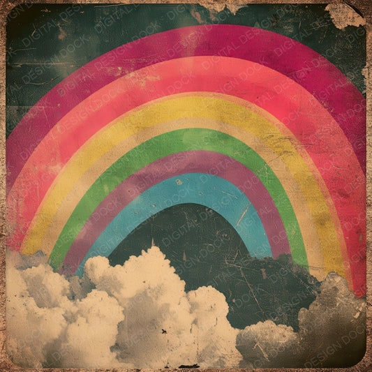 Retro Rainbow Grunge Digital Paper Pack (DDD003217)