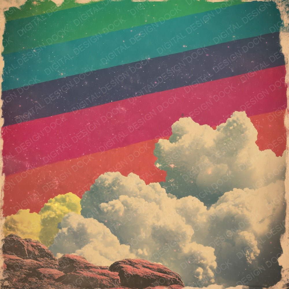 Retro Rainbow Grunge Digital Paper Pack (DDD003217)