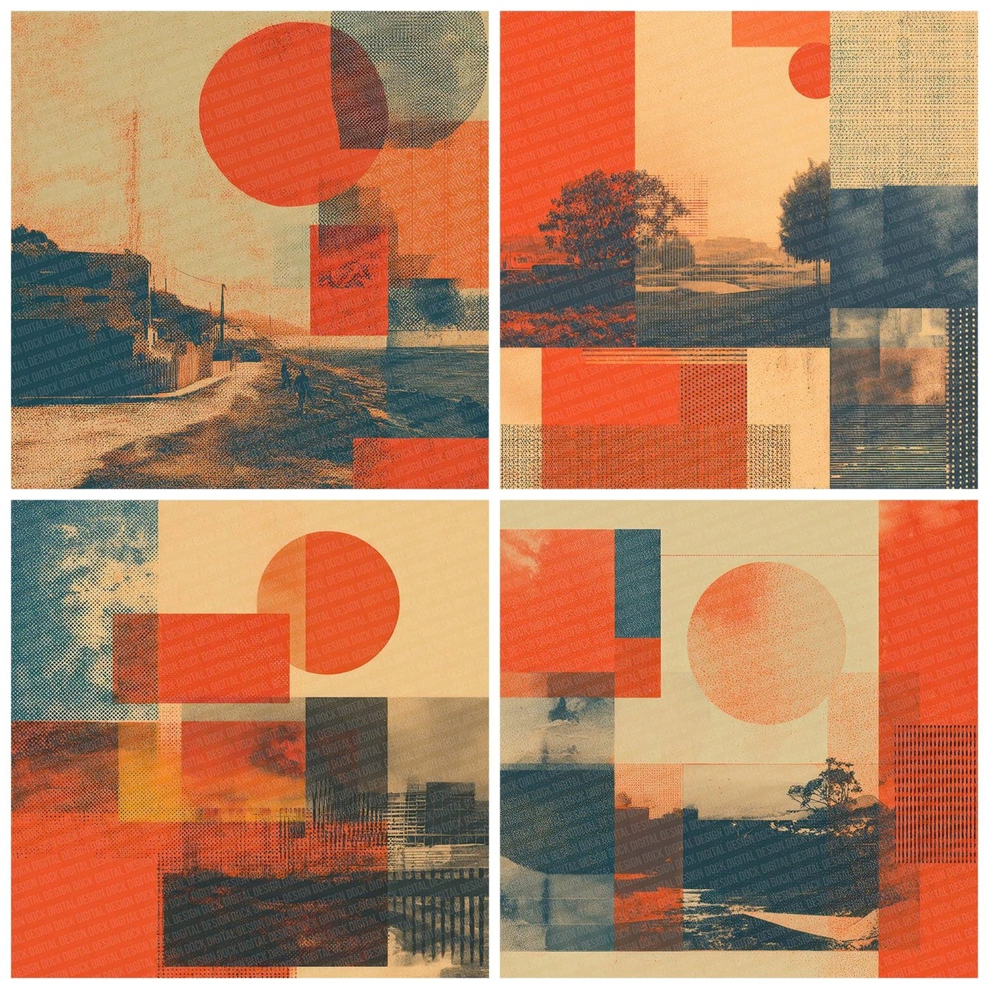 Retro Red Overlay Digital Paper Pack (DDD003218)