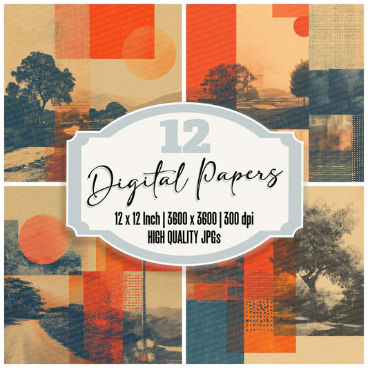 Retro Red Overlay Digital Paper Pack (DDD003218)