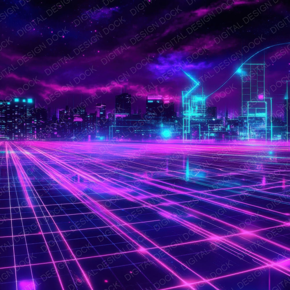 Retro Vaporwave Laser Background Digital Paper Pack (DDD003223)
