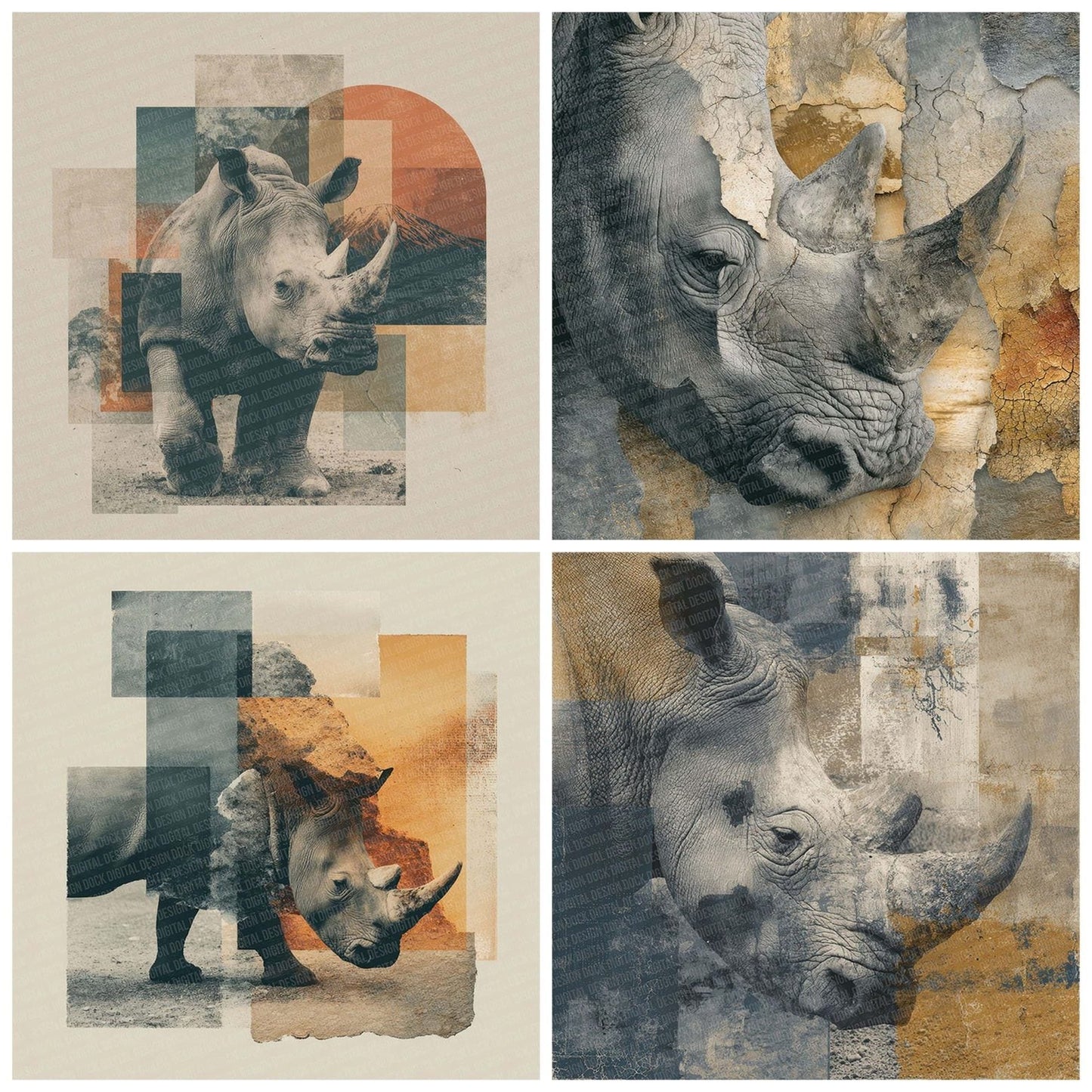 Rhino Savannah Moodboard Digital Paper Pack (DDD003226)