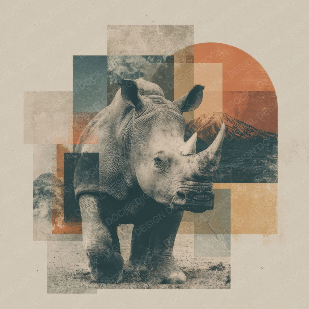 Rhino Savannah Moodboard Digital Paper Pack (DDD003226)