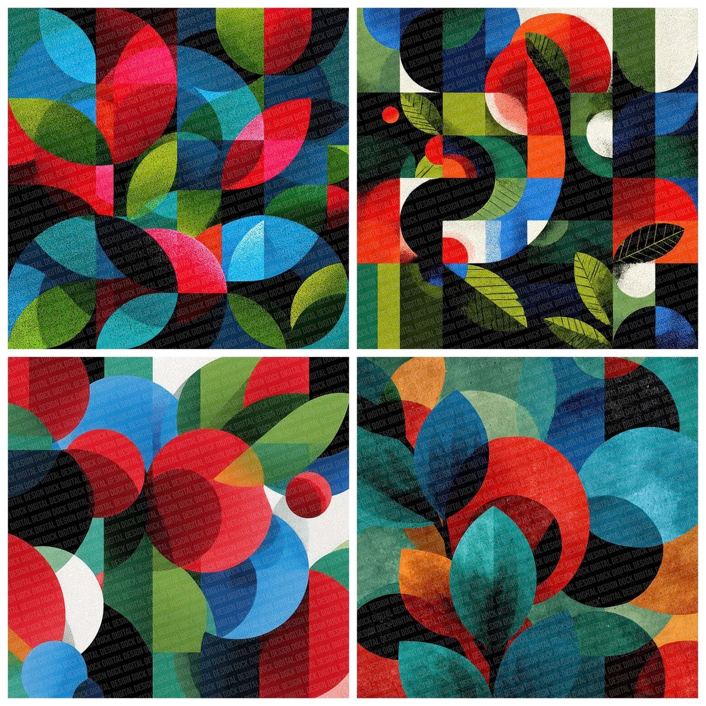 Rhythmic Floral Abstraction Digital Paper Pack (DDD003227)