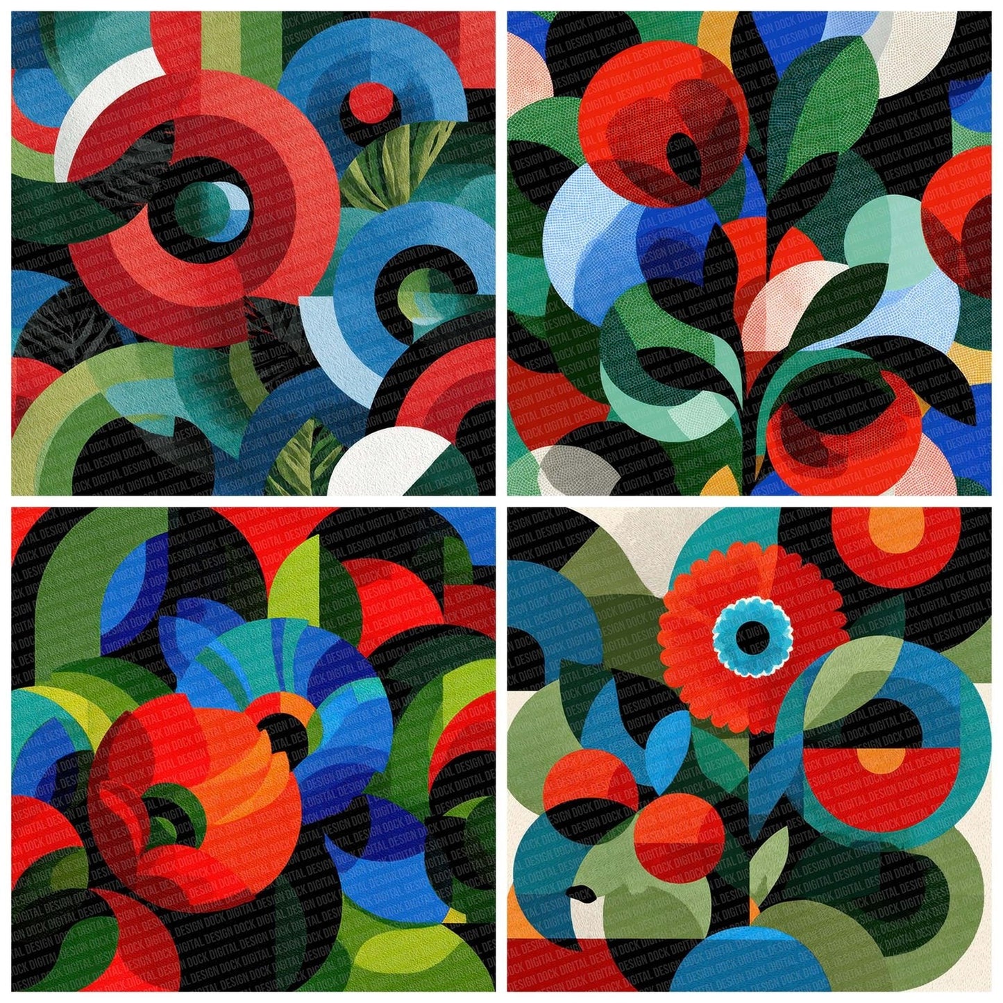 Rhythmic Floral Abstraction Digital Paper Pack (DDD003227)