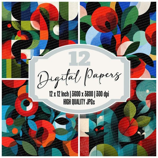 Rhythmic Floral Abstraction Digital Paper Pack (DDD003227)