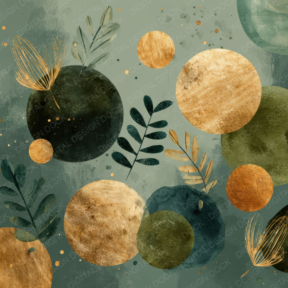Rinpa Gold Leaf Nature Flow Digital Paper Pack (DDD003236)