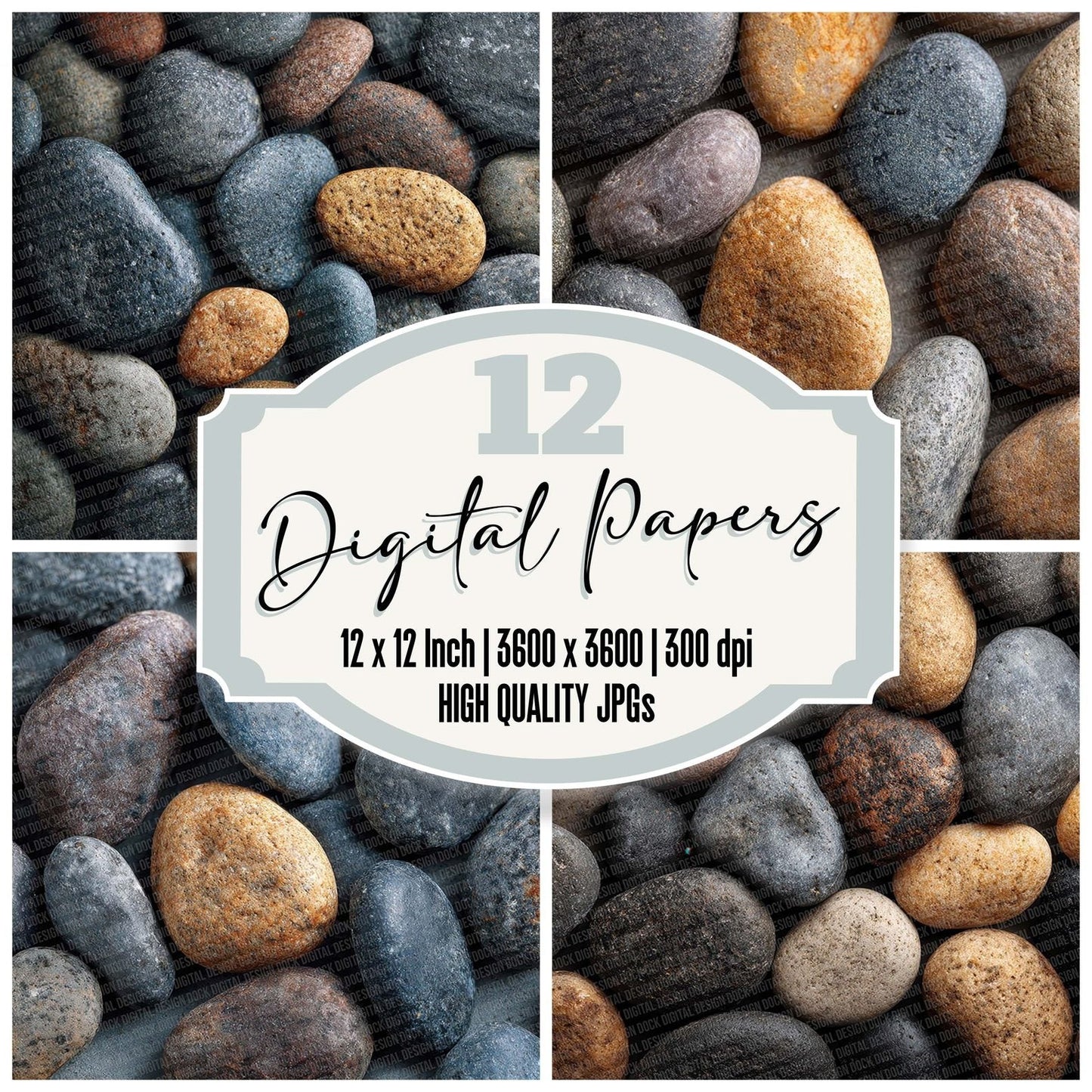 River Pebble Texture Digital Paper Pack (DDD003243)
