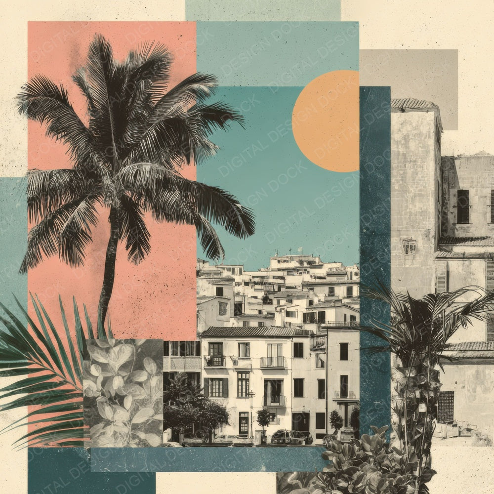 Riviera Coastal Collage Digital Paper Pack (DDD003245)