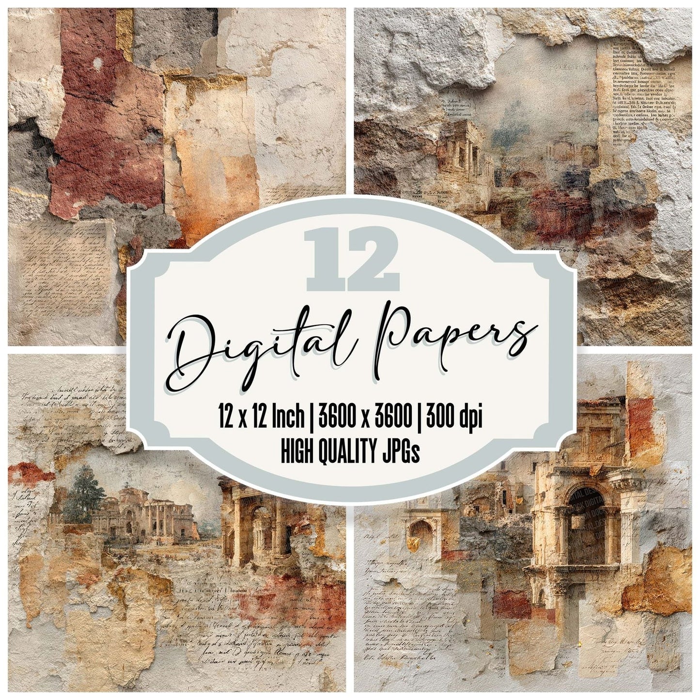 Roman Fresco Layers Digital Paper Pack (DDD003250)