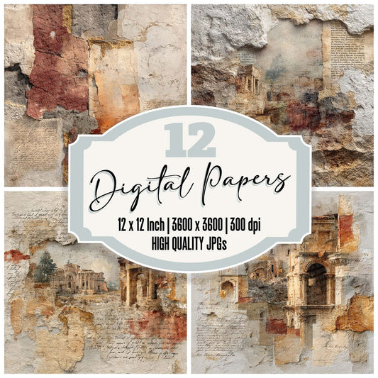 Roman Fresco Layers Digital Paper Pack (DDD003250)