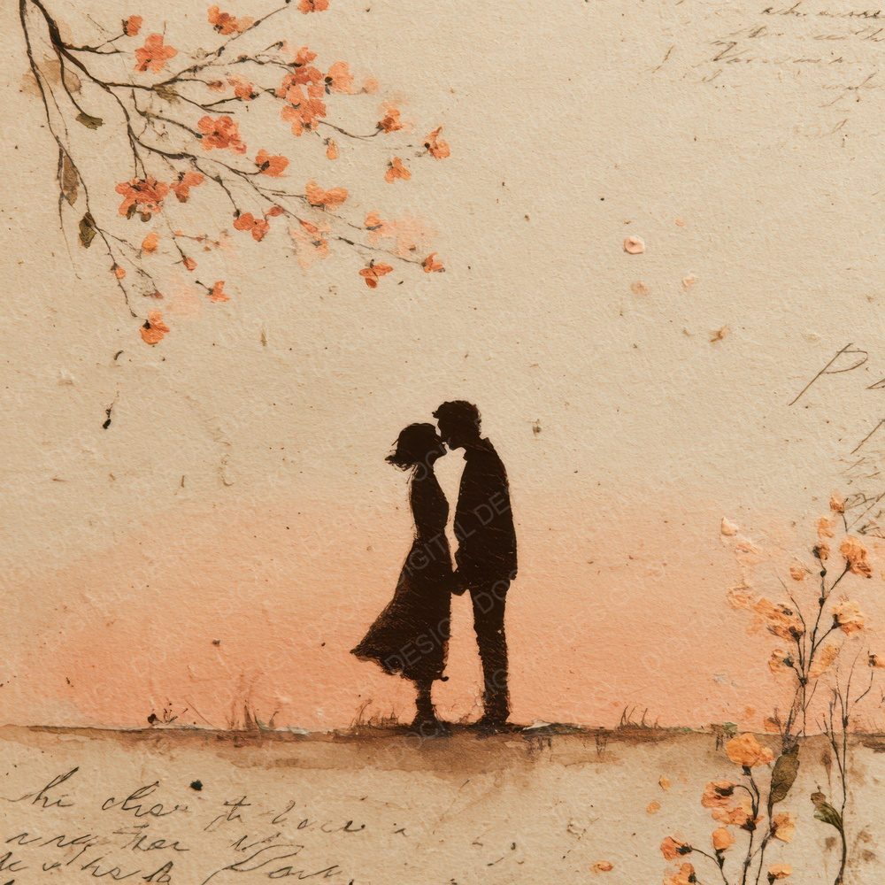 Romantic Moment Couple Kiss Digital Paper Pack (DDD007821)
