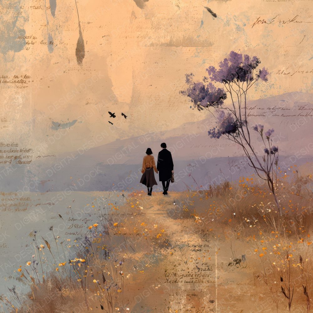 Romantic Moment Hand In Hand Digital Paper Pack (DDD007822)