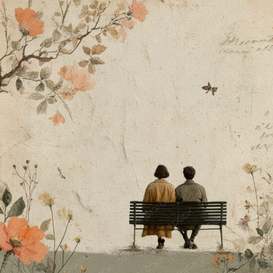 Romantic Moment Sitting on Bench Digital Paper Pack (DDD007824)