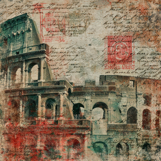 Rome Collage Marble Latin Sketch Digital Paper Pack (DDD003252)