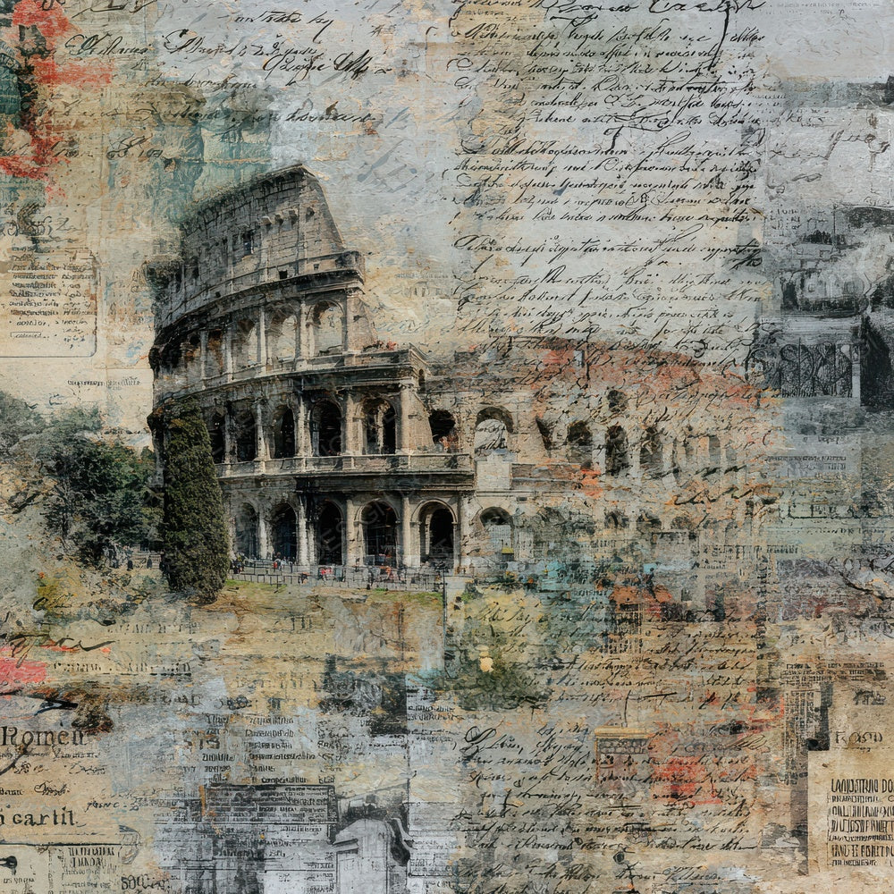 Rome Collage Marble Latin Sketch Digital Paper Pack (DDD003252)