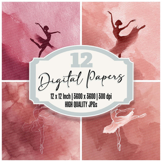 Rose Ballet LineArt Wash Digital Paper Pack (DDD003258)