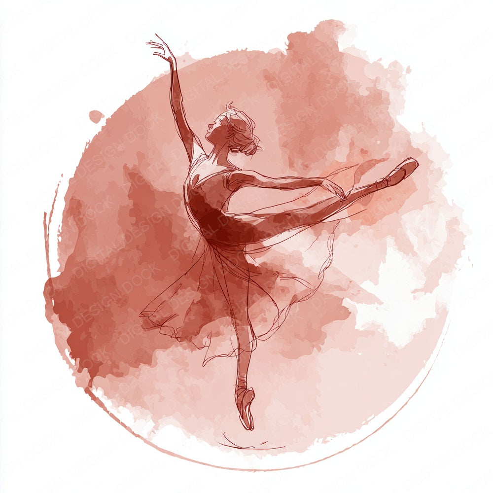 Rose Ballet LineArt Wash Digital Paper Pack (DDD003258)