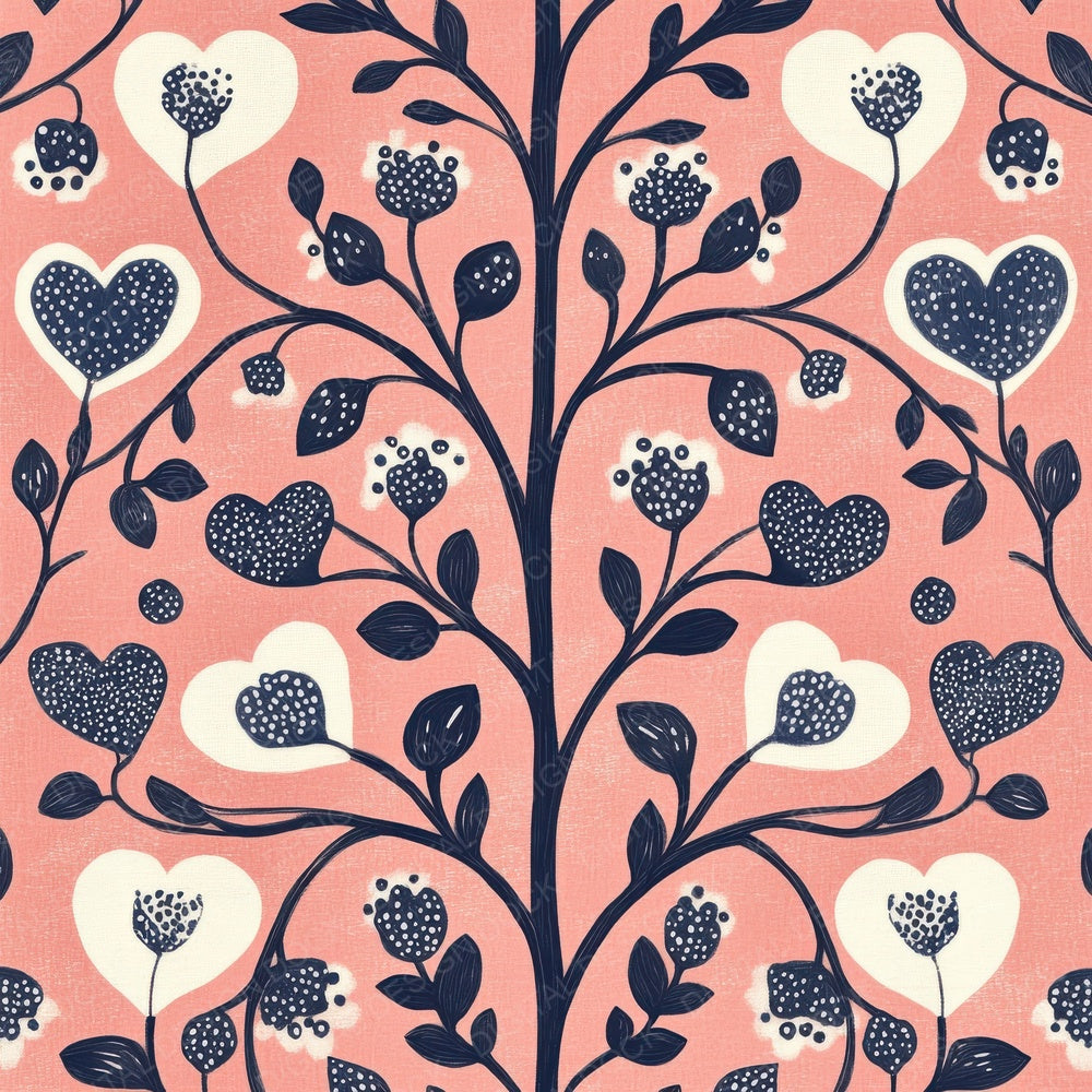 Rose Folk Heart Digital Paper Pack (DDD003263)