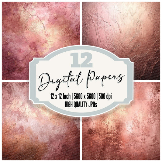 Rose Gold Shine Abstract Digital Paper Pack (DDD003266)