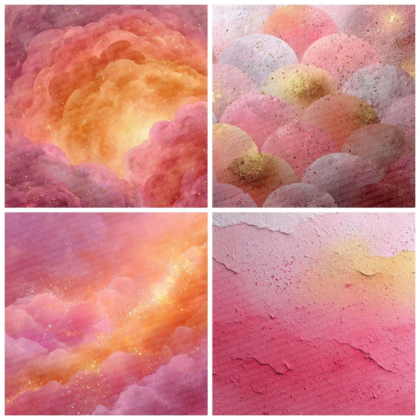 Rose Peach Sorbet Digital Paper Pack (DDD003276)