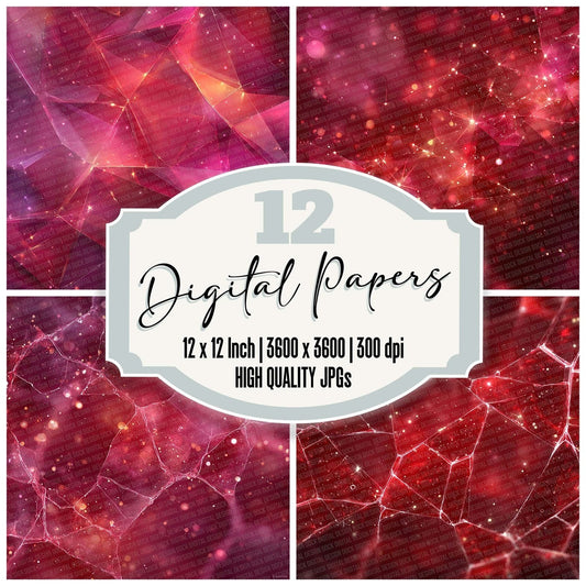 Ruby Fracture Abstract Digital Paper Pack (DDD003294)