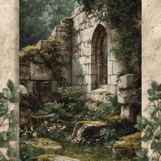 Ruined Chapel Moss Flora Stone Digital Paper Pack (DDD003296)