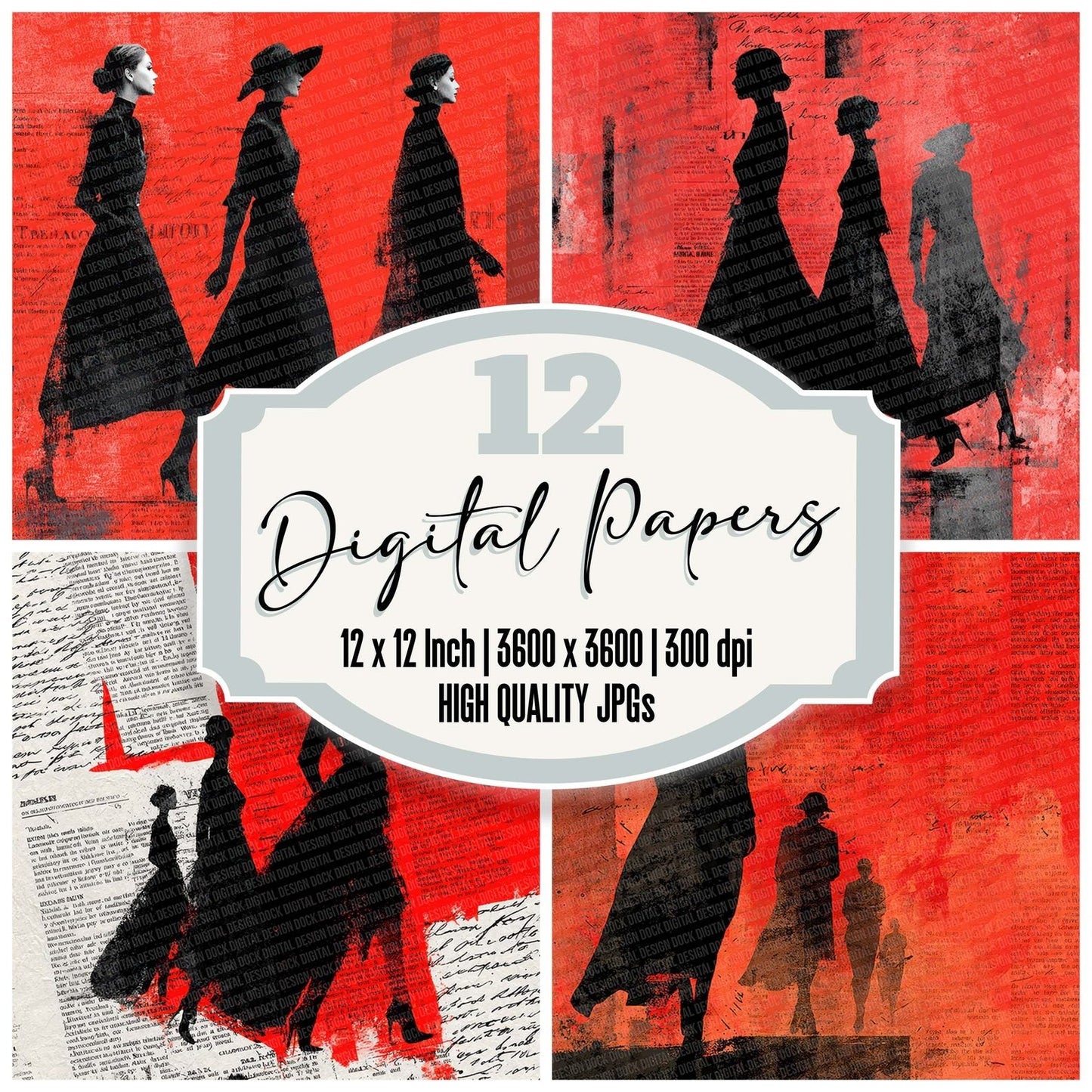 Runway Script Clash Digital Paper Pack (DDD003299)