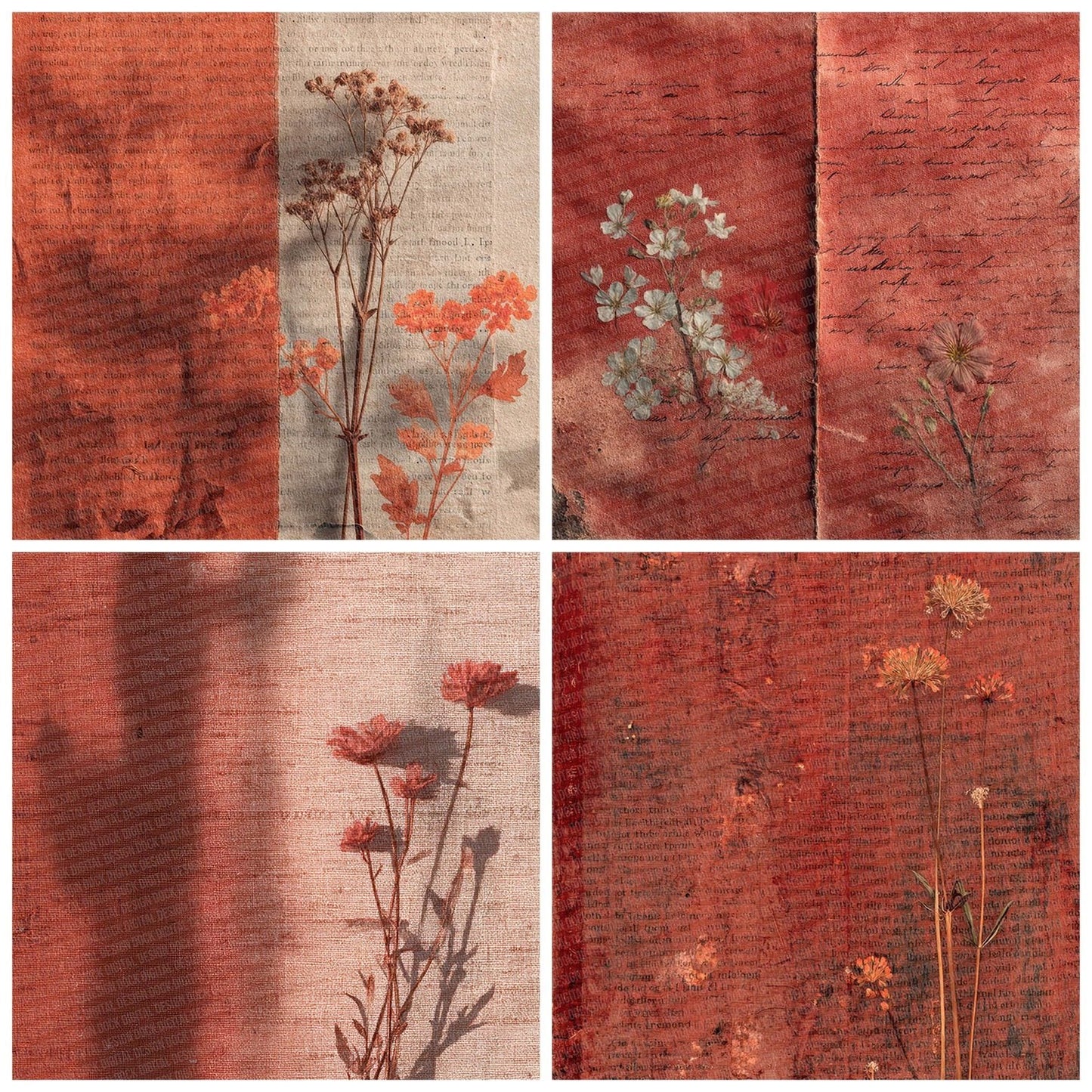 Rust Biro Petal Digital Paper Pack (DDD003303)